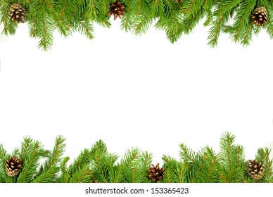 Christmas Background With Cones Isolated On White