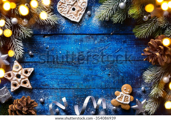 Christmas Background Christmas Cookies Festive Decoration Stock Photo