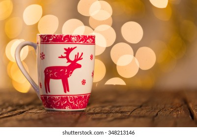 Christmas Background With Cup Of Tea