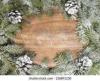 Christmas background with decoration with cones and twigs - Powered by Shutterstock