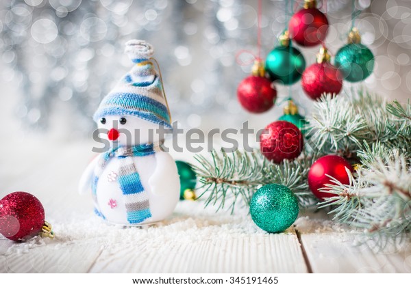 Christmas Background Decorations On Wooden Board Stock Photo Edit