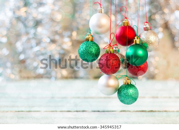 Christmas Background Decorations On Wooden Board Stock Photo Edit