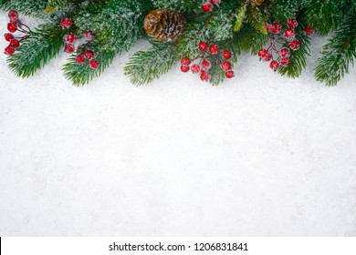 White Christmas Background Christmas Tree Branches Stock Photo ...