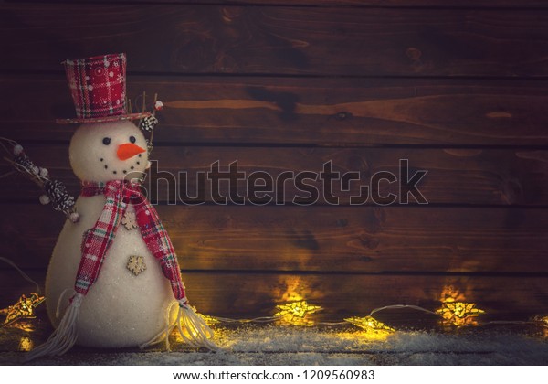 Christmas Background Christmas Lights Snowman On Stock Photo Edit