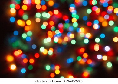 Christmas background. New Year background. Electric garlands in the form of stars. Multicolored lights. Blur. - Powered by Shutterstock