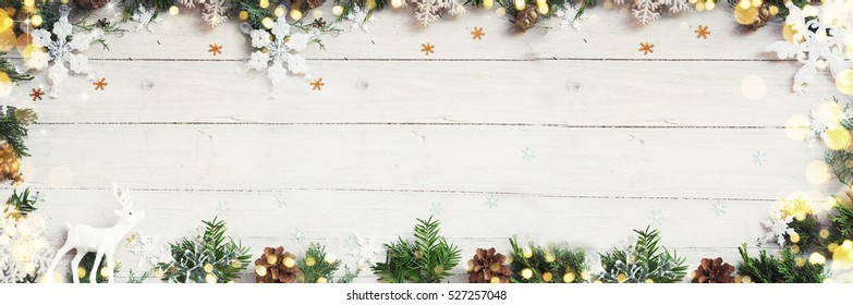 Christmas Background On The White Wooden Desk