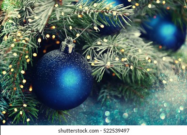 Christmas Ball On Branches Fir Stock Photo (Edit Now) 521981116