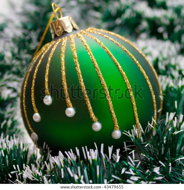 Christmas Ball On Green Garland Stock Photo 43479655 | Shutterstock
