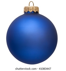 Christmas Ball (christmas Ornament ). Blue Color. Isolated Over White.