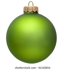 christmas ball (christmas ornament ). green color. Isolated over white.