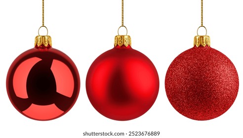 Christmas Ball, red bauble, isolated on white background, clipping path, full depth of field - Powered by Shutterstock