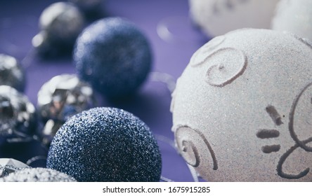 Christmas balls background. New Year's composition. balloon bow snowflakes sparkles - Shutterstock ID 1675915285