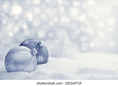 Christmas Balls On Snow