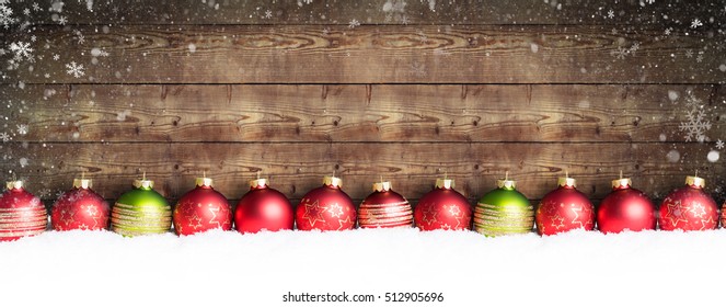 christmas balls in the snow