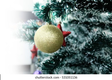 Christmas Baubles On Chrismas Tree