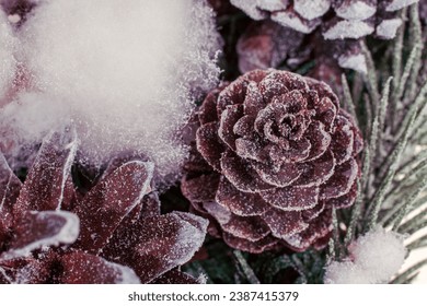 Christmas beautiful decorated fir branch, Christmas wreath, decorations for holiday isolated on white background close-up - Powered by Shutterstock