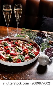 Christmas beef carpaccio with beef
