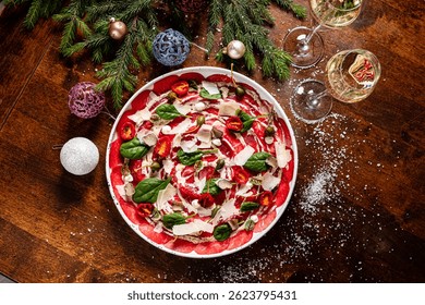 Christmas beef carpaccio with beef