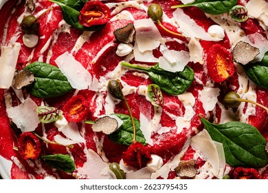 Christmas beef carpaccio with beef