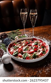 Christmas beef carpaccio with beef