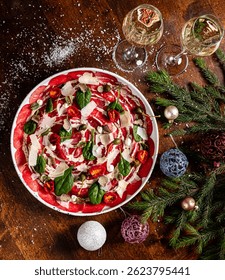 Christmas beef carpaccio with beef