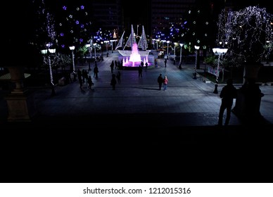 A Christmas Boat Stands At Central Syntagma Square In Athens, Greece On Jan. 1, 2015