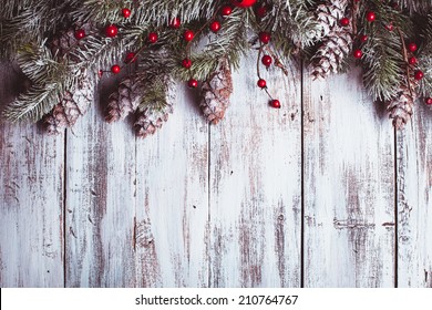 Christmas Border Design With Snow Covered Pinecones