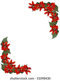 Christmas border frame of poinsettia flowers 2 corner design