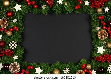 Christmas Border Frame Tree Branches On Stock Photo 1831013134 ...