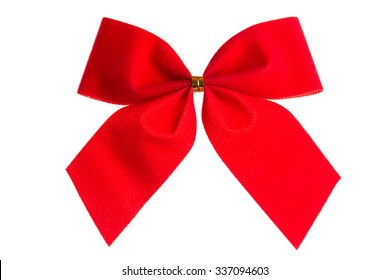 Christmas Bow Red Color Isolated On White Background