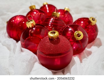 Christmas Box With Red Christmas Balls And Gifts, Christmas Trinkets