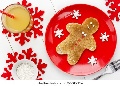 Christmas Breakfast Idea Cinnamon Gingerbread Man Pancakes