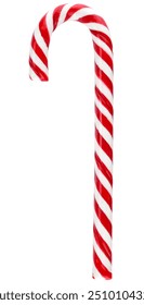 Christmas candy cane caramel isolated on a white background. Red and white stripes.