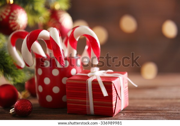 Christmas Candy Canes Cup Christmas Decoration Stock Photo Edit