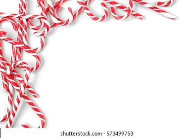 Christmas candy canes on white background