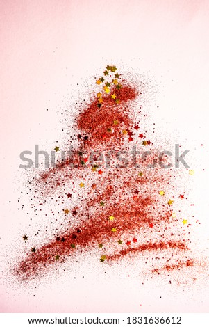 Christmas card concept with confetti on pastel background with copy space
