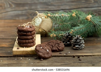 Christmas Chocolate Cookies With Chocolate Chips