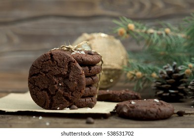 Christmas Chocolate Cookies With Chocolate Chips