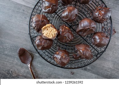 Christmas Chocolate Covered Peanut Butter Balls Candy