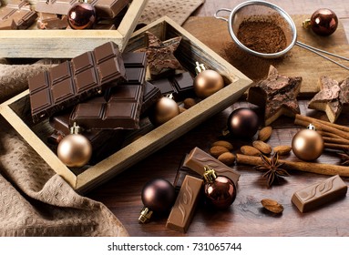 Christmas Chocolate, Nuts And Spices