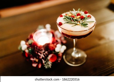 Christmas Cocktail With Holiday Decor