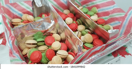 Christmas Colourful Macaron Display At A Party