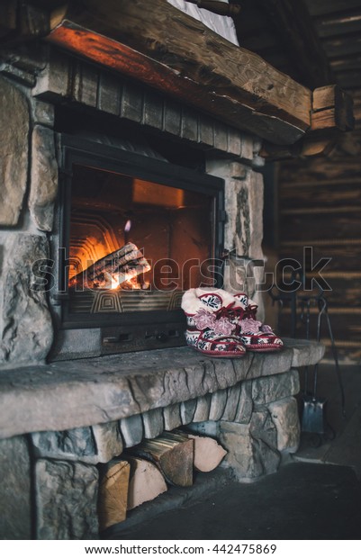 Christmas Comfortable Slippers By Warm Cozy Stock Photo Edit Now