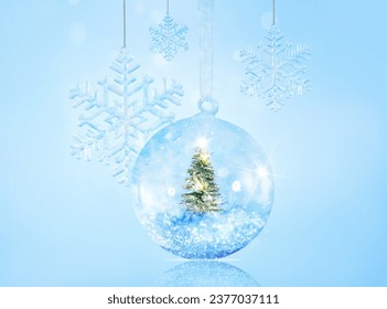 Christmas composition decor on a blue background - Powered by Shutterstock