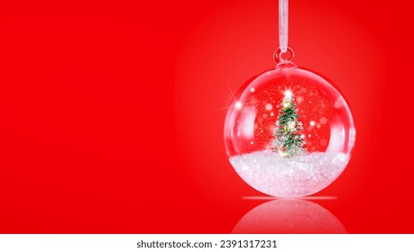 Christmas composition decor on a red background - Powered by Shutterstock