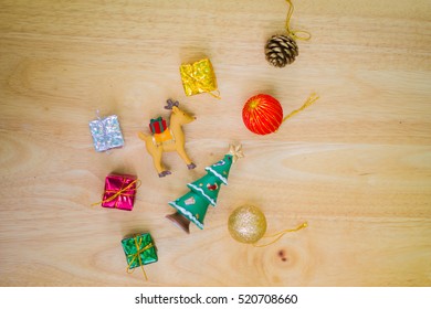 Christmas composition. Christmas gift. Flat lay, top view