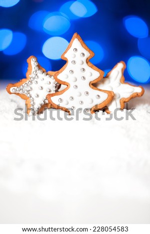 Similar – Image, Stock Photo Golden Christmas ornaments on snow background