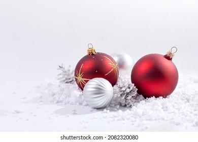  Christmas composition. a pattern of christmas balls on white background  - Powered by Shutterstock