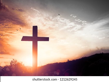 Cross Silhouette On Mountain Sunset Stock Photo 1277826910 | Shutterstock