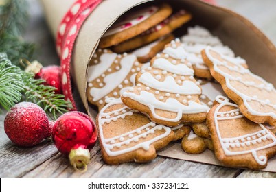 Christmas cookie on a wooden background